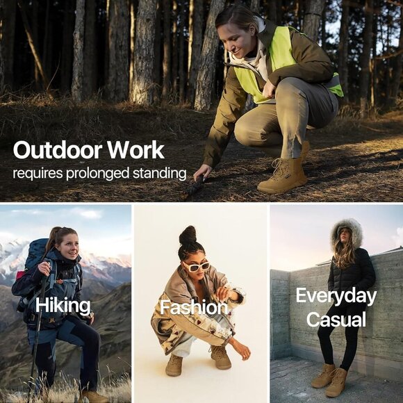 Women's Waterproof Hiking Boots Suede Leather 6 Inches Lightweight Tactical - Picture 6 of 7